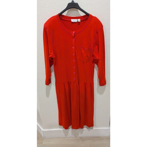 Liz Claiborne Elisabeth Dress Women's XL Red Comfy Button Down Midi Tank Dress - Picture 1 of 11